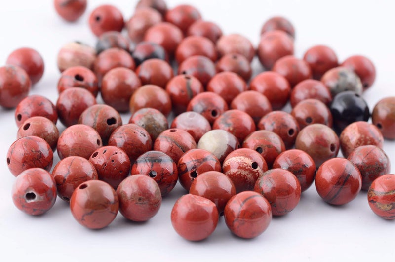 Cmidy Natural Stone Beads 100pcs 8mm Round Red Jasper Genuine Real Stone Beading Loose Gemstone Hole Size 1mm DIY Charm Smooth Beads for Bracelet Necklace Earrings Jewelry Making (Red Jasper) - Image 2